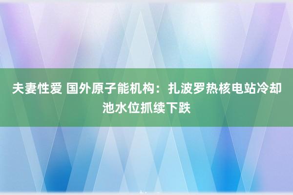 夫妻性爱 国外原子能机构：扎波罗热核电站冷却池水位抓续下跌